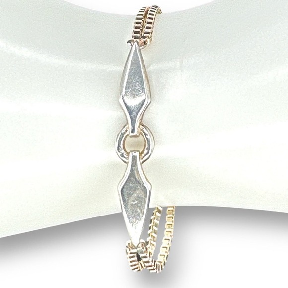 Sterling Silver Bracelet Minimalist Double Chain Box Link Bracelet 7" - Picture 4 of 7